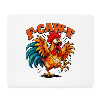 Funny F-CAW-F Crazy Rooster Retro Chicken - Mousepad (Querformat) - Weiß - Vorne