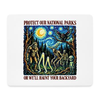 Kryptid Van Gogh schützt unsere Nationalparks - Mousepad (Querformat) - Weiß - Vorne