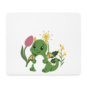 Pflanzenliebhaber · Geschenkidee · Drache mit Ei - Mousepad (Querformat) - Weiß - Vorne