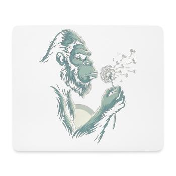 Nachdenklicher Gorilla-Löwenzahn-Liebhaber - Mousepad (Querformat) - Weiß - Vorne