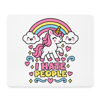I Hate People – Einhorn Regenbogen - Mousepad (Querformat) - Weiß - Vorne