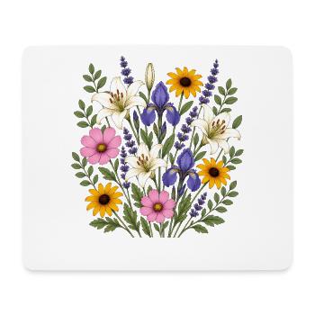 Weisse Lilie violette Iris Lavendel Cottagecore - Mousepad (Querformat) - Weiß - Vorne