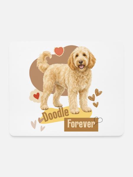 Doodle Hund Forever Herzchen - Mousepad (Querformat) - Weiß