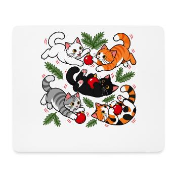 Weihnachtskatzen-Chaos - Mousepad (Querformat) - Weiß - Vorne