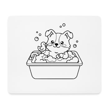 Niedliche Corgi-Hundebadzeit Schaumbad-Linienkunst - Mousepad (Querformat) - Weiß - Vorne