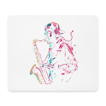 Saxophonist Steampunk - Mousepad (Querformat) - Weiß - Vorne