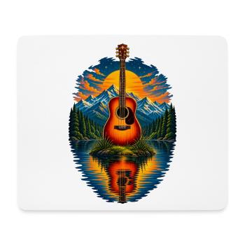 Acoustic Guitar Sunset By The Lake - Mousepad (Querformat) - Weiß - Vorne