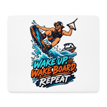 Wake Up Wakeboard Repeat Motiv - Mousepad (Querformat) - Weiß - Vorne