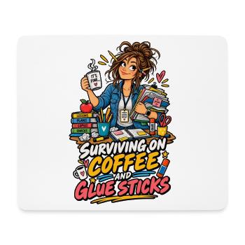 Kaffee und Klebstifte Überleben - Mousepad (Querformat) - Weiß - Vorne