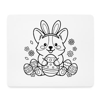 Niedlicher Corgi mit Kaninchenohren Easter Egg-Übersicht - Mousepad (Querformat) - Weiß - Vorne