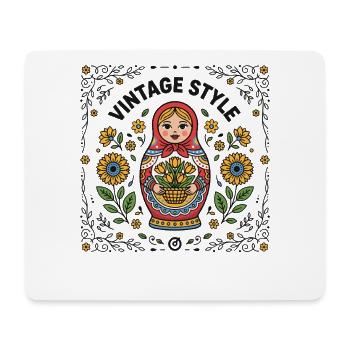  Vintage Style Matrjoschka Mit Blumen Und - Mousepad (Querformat) - Weiß - Vorne