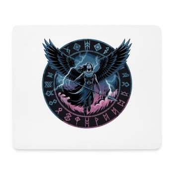 Nordische Walküre Mit Runen Und Schwarzen Flügeln - Mousepad (Querformat) - Weiß - Vorne