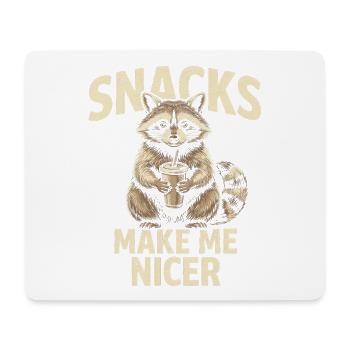 Snacks machen mich schöner lustiges Waschbärendesign - Mousepad (Querformat) - Weiß - Vorne