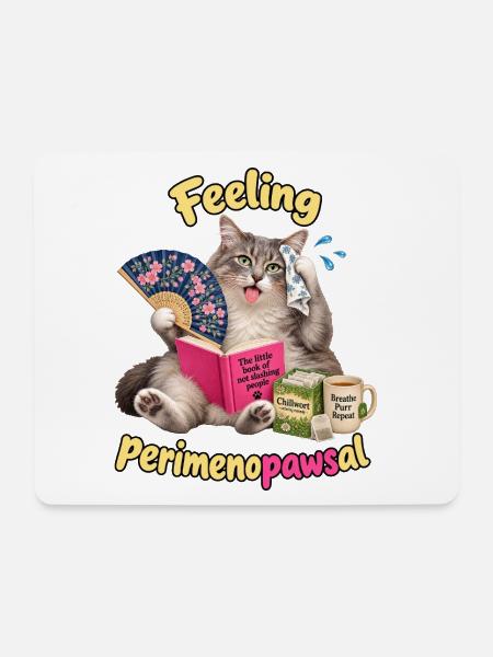 Menopause Katze - Mousepad (Querformat) - Weiß