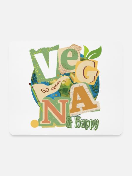 Vegan Welt Collage - Mousepad (Querformat) - Weiß