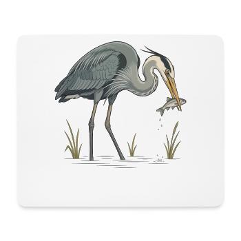 Blaureiher beim Fischfang - Mousepad (Querformat) - Weiß - Vorne