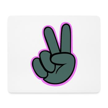 Peacezeichen Hand mit Pink Outline - Mousepad (Querformat) - Weiß - Vorne