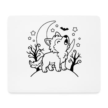 Niedlicher Wolf heult Halloween-Gliederung gruselige Kinder - Mousepad (Querformat) - Weiß - Vorne