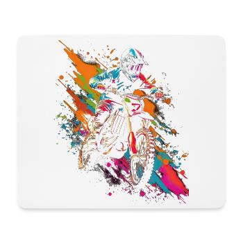 Dirt Bike farbiges Motocross Motorrad Jungen - Mousepad (Querformat) - Weiß - Vorne