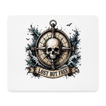  Lost But Free Totenkopf Kompass Nautik Abenteuer - Mousepad (Querformat) - Weiß - Vorne