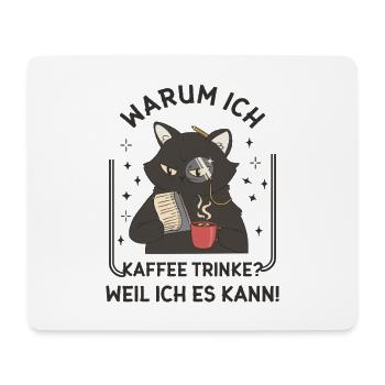 Warum ich Kaffee trinke? Katze Ingenieur Spruch - Mousepad (Querformat) - Weiß - Vorne