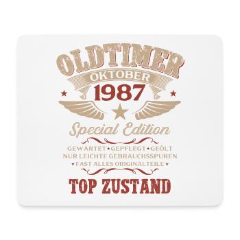 39. Geburtstag Geschenk Oldtimer Oktober 1987 - Mousepad (Querformat) - Weiß - Vorne