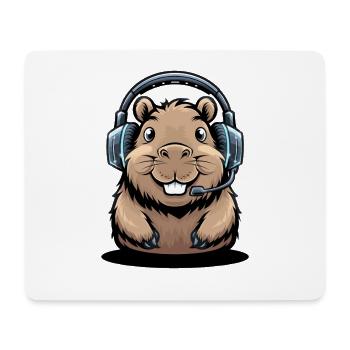 Lustiger Hamster Gamer Mit Headset Für Gaming Fans - Mousepad (Querformat) - Weiß - Vorne
