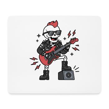 Cute Kawaii Skeleton Rock star Electric Guitarist - Mousepad (Querformat) - Weiß - Vorne
