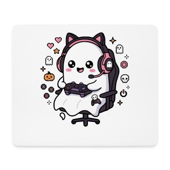 Niedliches Kawaii-Gamer-Geister-Videospiel-Ästhetik-Geschenk - Mousepad (Querformat) - Weiß - Vorne