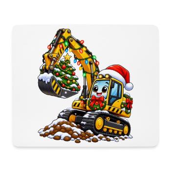 Weihnachtsbagger mit Baumzauber - Mousepad (Querformat) - Weiß - Vorne