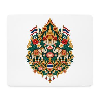 Thailand | Elefanten, Lotus & Tempel - Mousepad (Querformat) - Weiß - Vorne