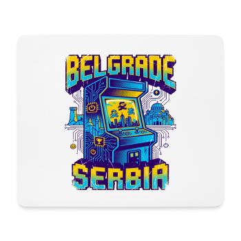 Retro Arcade Gamer Belgrade Serbia Skyline - Mousepad (Querformat) - Weiß - Vorne