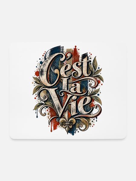 C’est La Vie – Vintage Frankreich Design - Mousepad (Querformat) - Weiß