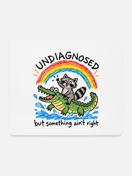 Undiagnosed | Waschbär Krokodil Chaos - Mousepad (Querformat) - Weiß