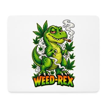 Weed-Rex Smoking Joint Cannabis Dinosaur Design - Mousepad (Querformat) - Weiß - Vorne