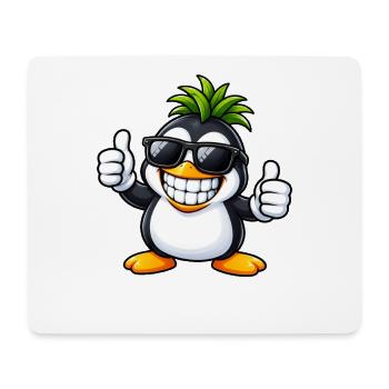 Cooler Pinguin mit Ananas Frisur - Mousepad (Querformat) - Weiß - Vorne
