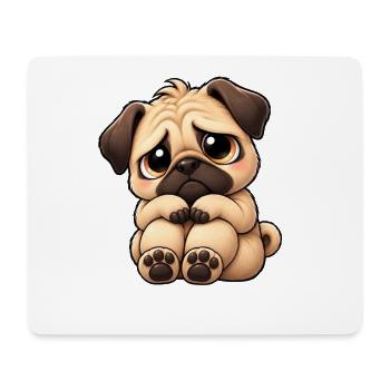 Süßer trauriger Mops Cartoon Einsamkeit Freundscha - Mousepad (Querformat) - Weiß - Vorne