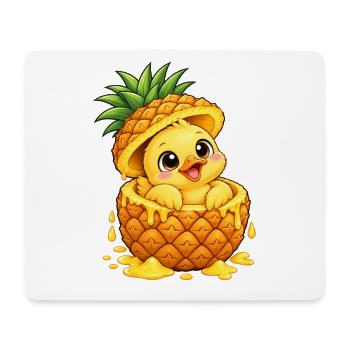 Süße Cartoon Ente mit Ananas Tropisch - Mousepad (Querformat) - Weiß - Vorne