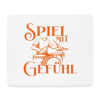 Drums - Spiel Mit Gefühl Schlagzeuger - Mousepad (Querformat) - Weiß - Vorne