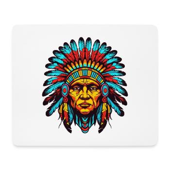 Bunter Indianerhäuptling Kopfschmuck - Mousepad (Querformat) - Weiß - Vorne