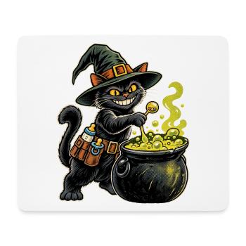 Halloween Hexenkatze werdender Papa mit Kessel - Mousepad (Querformat) - Weiß - Vorne