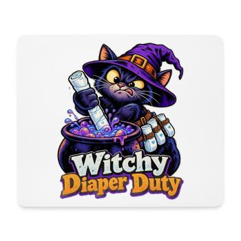 Witchy Diaper Duty Hexenkatze Halloween Papa - Mousepad (Querformat) - Weiß - Vorne