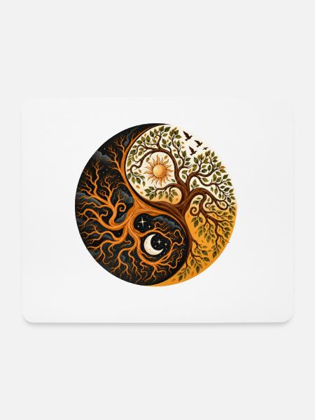 Baum des Lebens Yin Yang – Yoga Balance Meditation - Mousepad (Querformat) - Weiß