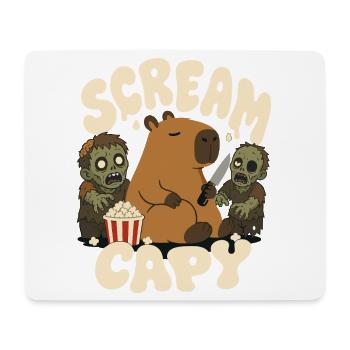 Capybara mit Zombies – Scream Capy - Mousepad (Querformat) - Weiß - Vorne