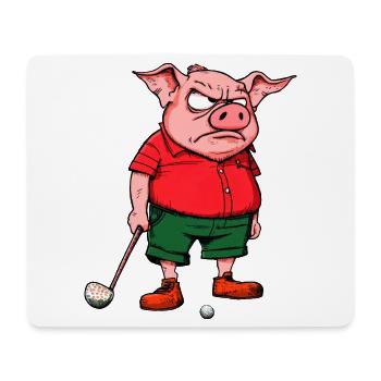 Schwein Golfspieler - Mousepad (Querformat) - Weiß - Vorne