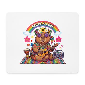Hippie-Capybara: Frieden und Liebe - Mousepad (Querformat) - Weiß - Vorne