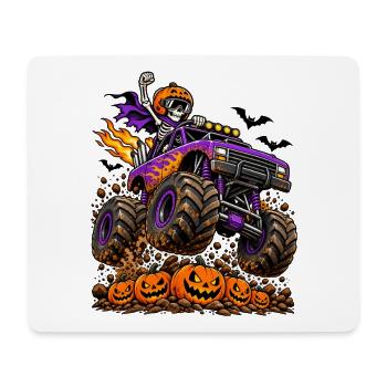 Skelett im Monstertruck: Halloween-Power - Mousepad (Querformat) - Weiß - Vorne