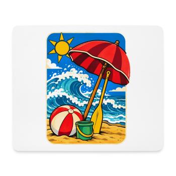 Retro Sunny Beach Day Illustration - Mousepad (Querformat) - Weiß - Vorne