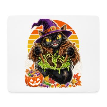 Hexenkatze im Hexenkessel Halloween - Mousepad (Querformat) - Weiß - Vorne