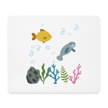 Fisch Unterwasser Kinder Seekuh Meeresleben - Mousepad (Querformat) - Weiß - Vorne